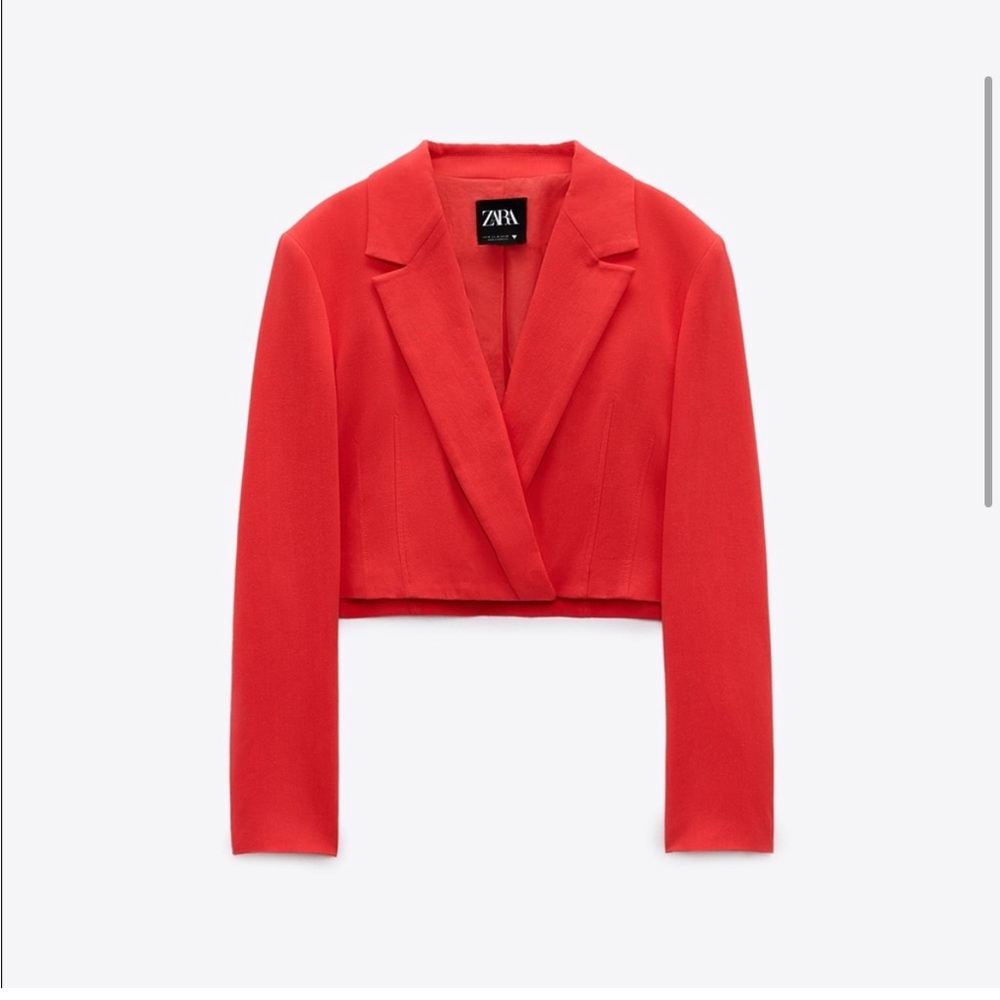 Zara Linen Blend Cropped Blazer